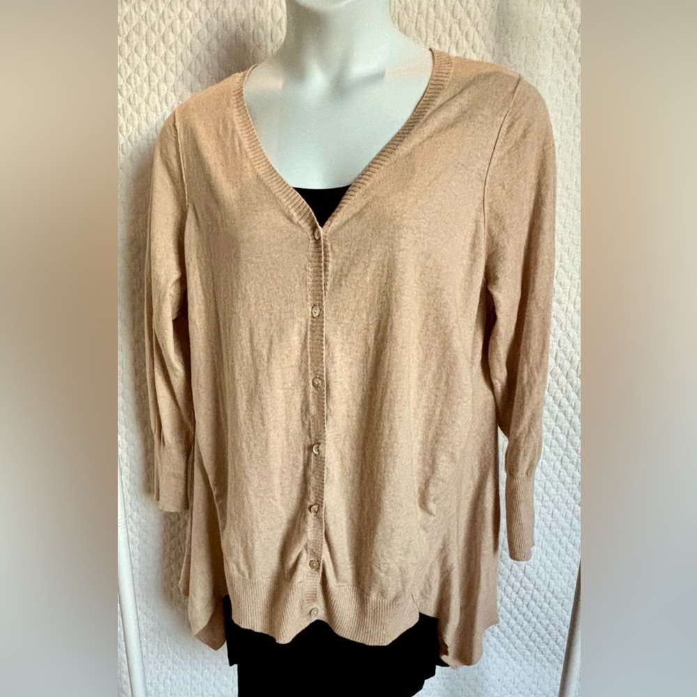 LOGO by Lori Goldstein Tan Cardigan 2X